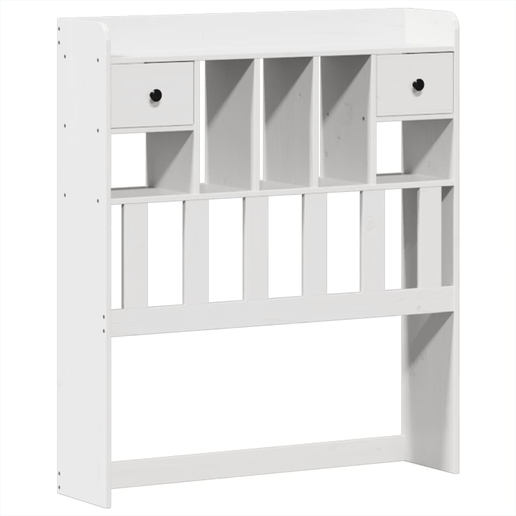 vidaXL Pat cu bibliotecă fără saltea, alb, 75x190 cm, lemn masiv pin
