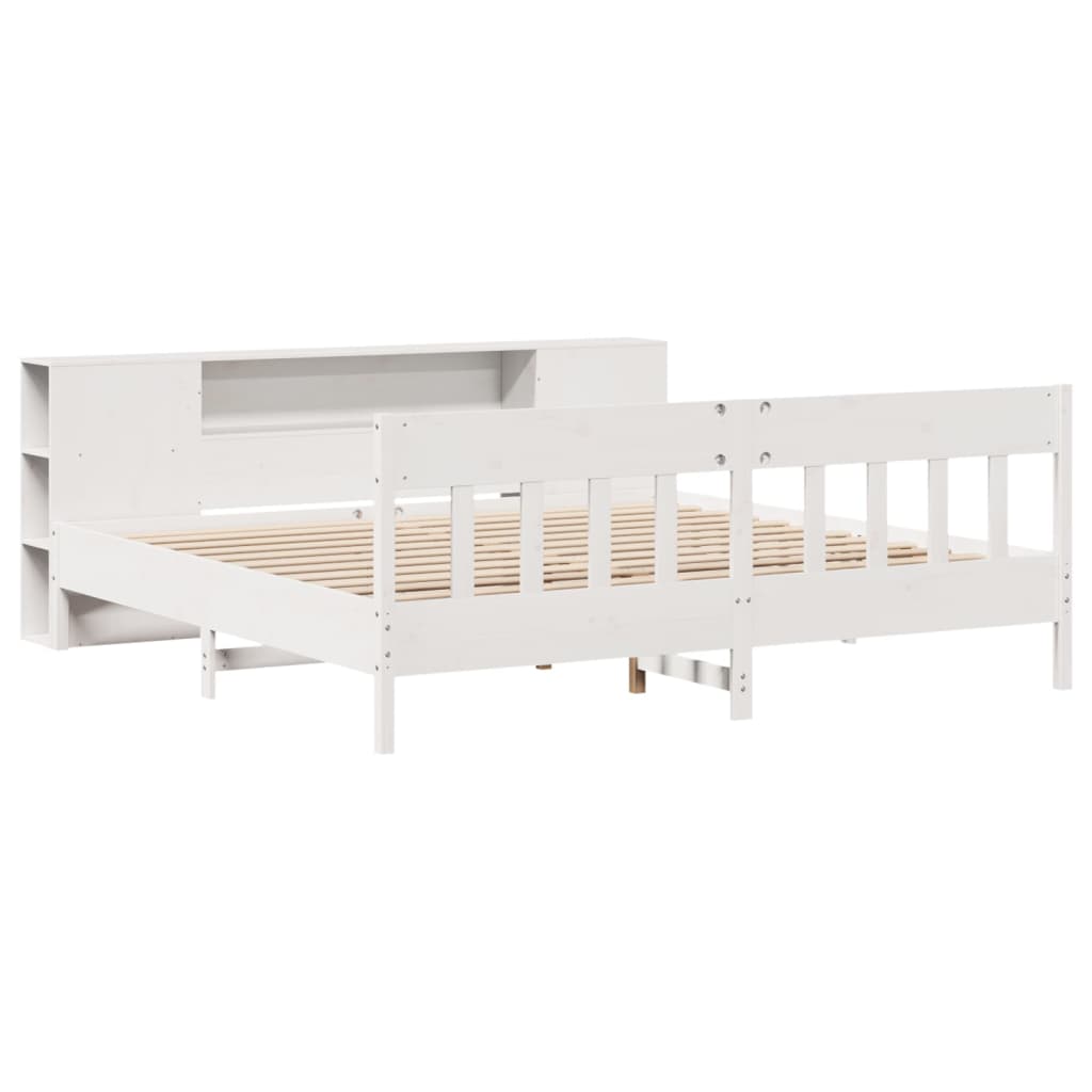 vidaXL Pat cu bibliotecă fără saltea, 180x200 cm, lemn masiv de pin