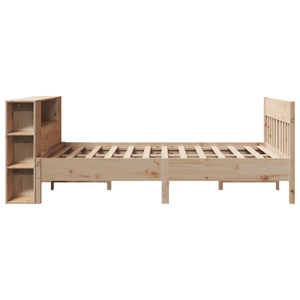 vidaXL Pat cu bibliotecă fără saltea, 150x200 cm, lemn masiv de pin