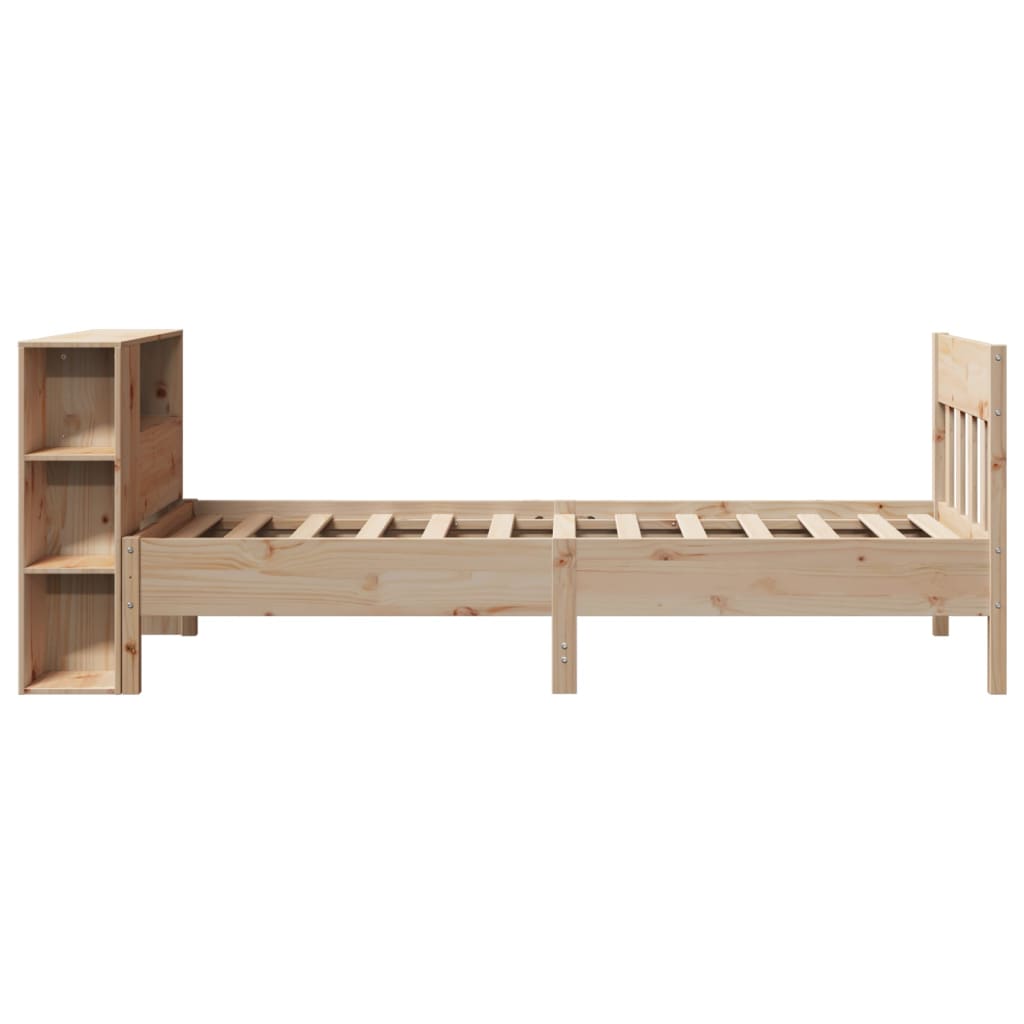 vidaXL Pat cu bibliotecă fără saltea, 90x200 cm, lemn masiv pin vidaXL Pat cu bibliotecă fără saltea, 90x200 cm, lemn masiv pin
