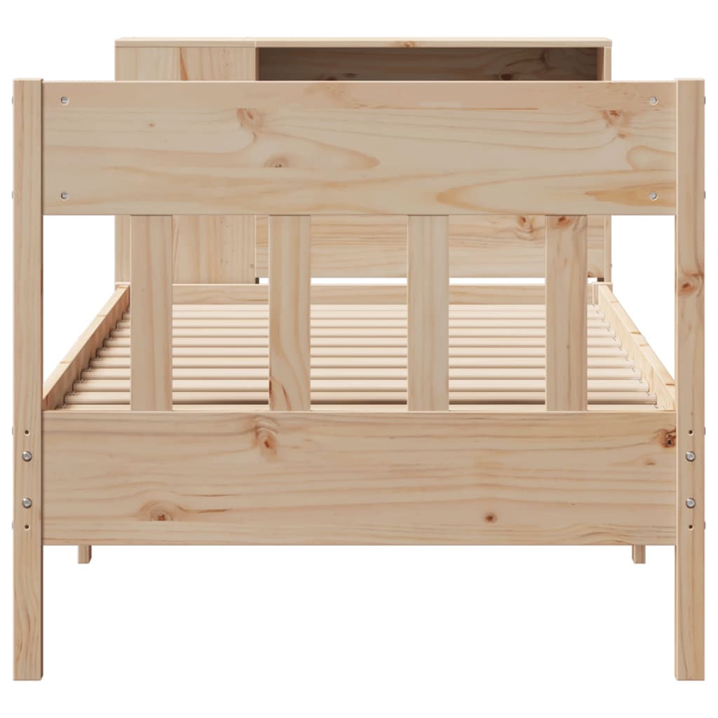 vidaXL Pat cu bibliotecă fără saltea, 90x190 cm, lemn masiv de pin vidaXL Pat cu bibliotecă fără saltea, 90x190 cm, lemn masiv de pin