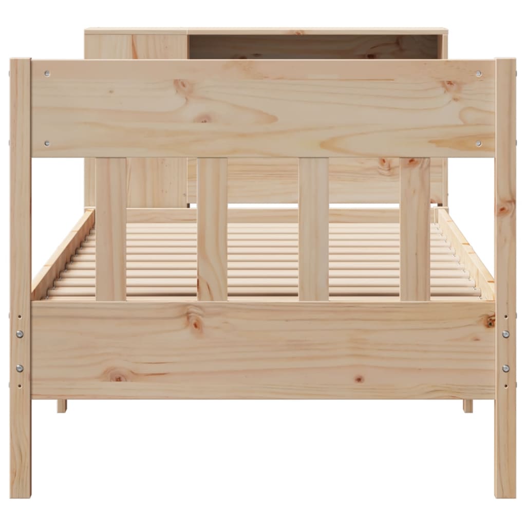 vidaXL Pat cu bibliotecă fără saltea, 75x190 cm, lemn masiv de pin