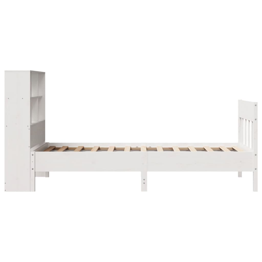 vidaXL Cadru de pat fără saltea, alb, 90x200 cm, lemn masiv pin