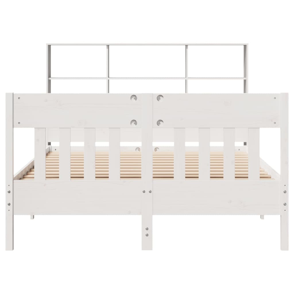 vidaXL Cadru de pat fără saltea, alb, 140x190 cm, lemn masiv de pin