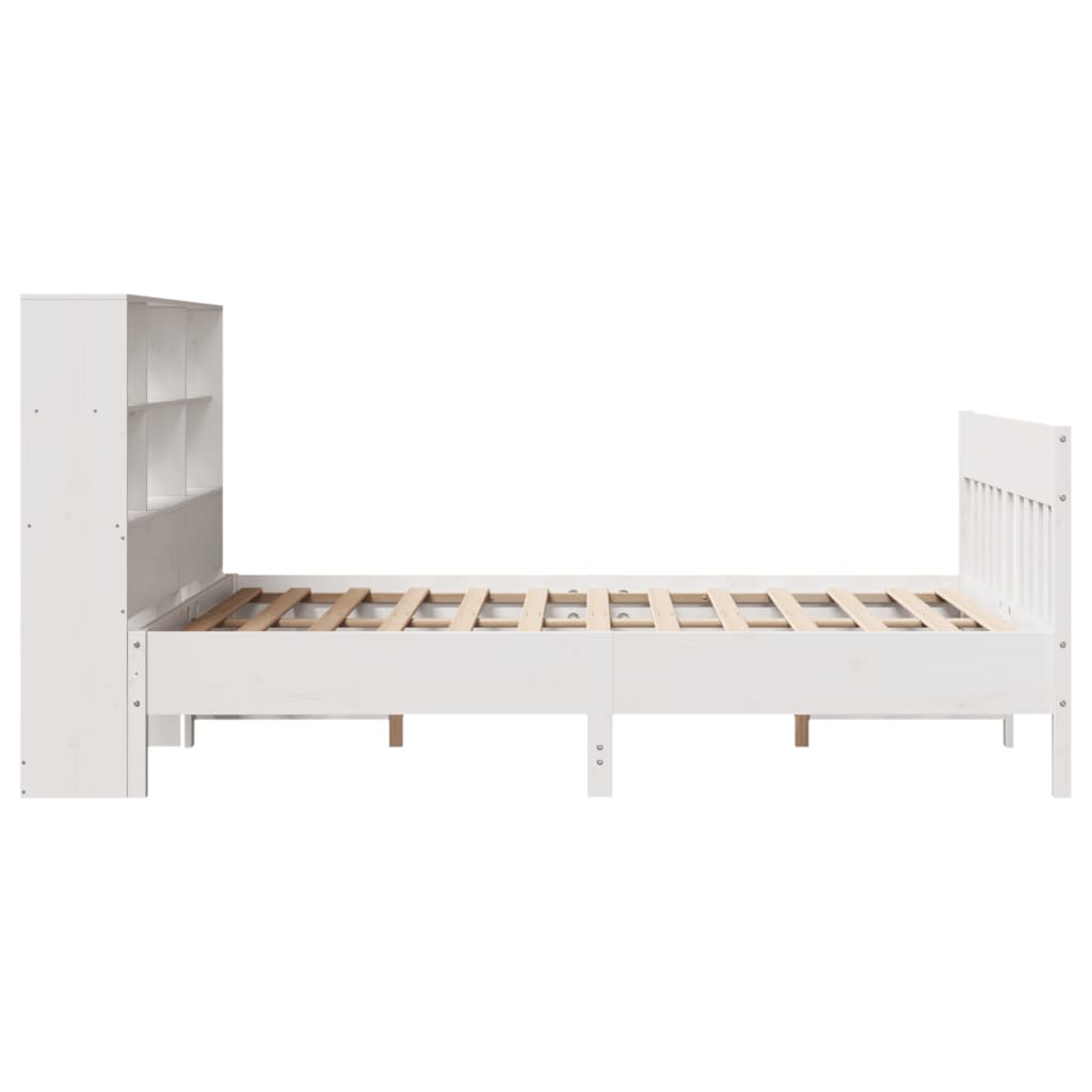 vidaXL Cadru de pat fără saltea, alb, 140x190 cm, lemn masiv de pin