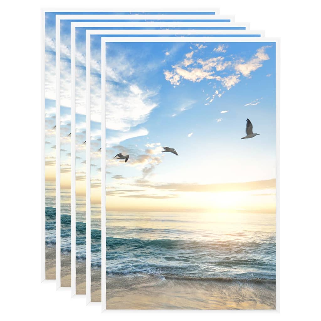 vidaXL Rame foto colaj pentru perete/masă, 5 buc., alb, 13x18 cm MDF vidaXL Rame foto colaj pentru perete/masă, 5 buc., alb, 13x18 cm MDF