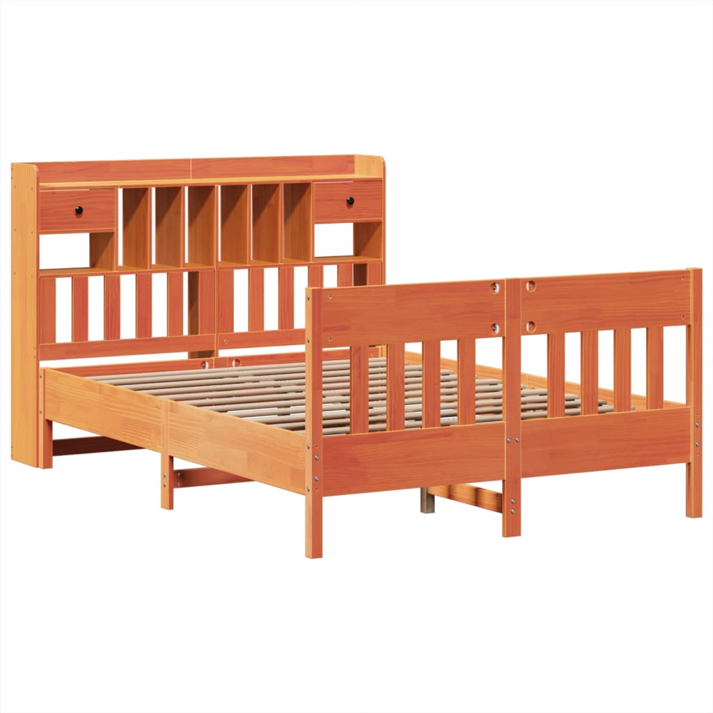 vidaXL Cadru de pat fără saltea, maro ceruit 140x200 cm lemn masiv pin vidaXL Cadru de pat fără saltea, maro ceruit 140x200 cm lemn masiv pin