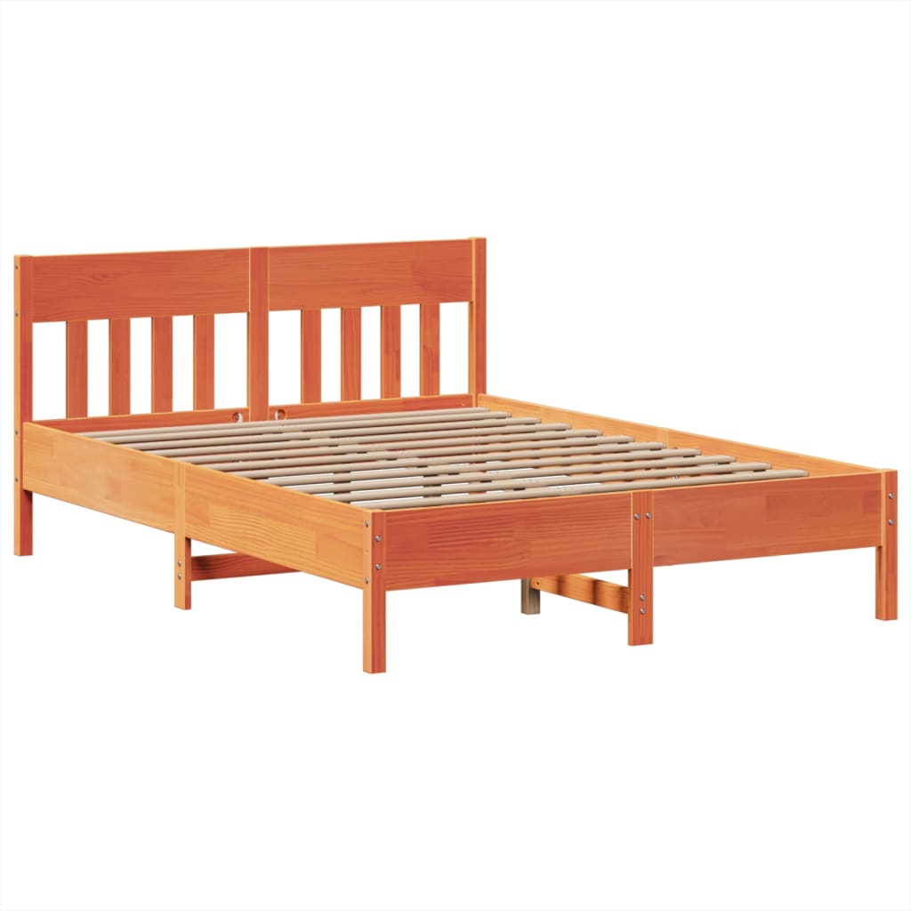 vidaXL Cadru de pat fără saltea, maro ceruit 140x200 cm lemn masiv pin vidaXL Cadru de pat fără saltea, maro ceruit 140x200 cm lemn masiv pin