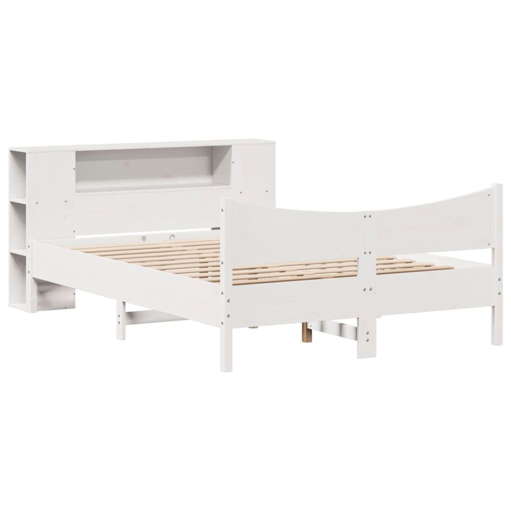 vidaXL Cadru de pat fără saltea, alb, 140x190 cm, lemn masiv de pin vidaXL Cadru de pat fără saltea, alb, 140x190 cm, lemn masiv de pin