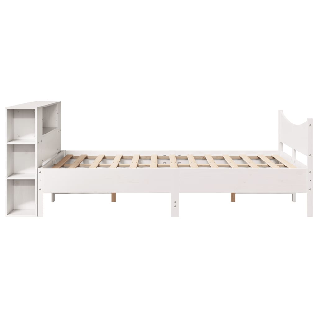 vidaXL Cadru de pat fără saltea, alb, 140x190 cm, lemn masiv de pin vidaXL Cadru de pat fără saltea, alb, 140x190 cm, lemn masiv de pin