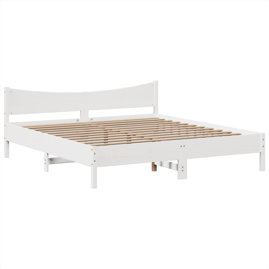 vidaXL Cadru de pat fără saltea, alb, 180x200 cm, lemn masiv pin
