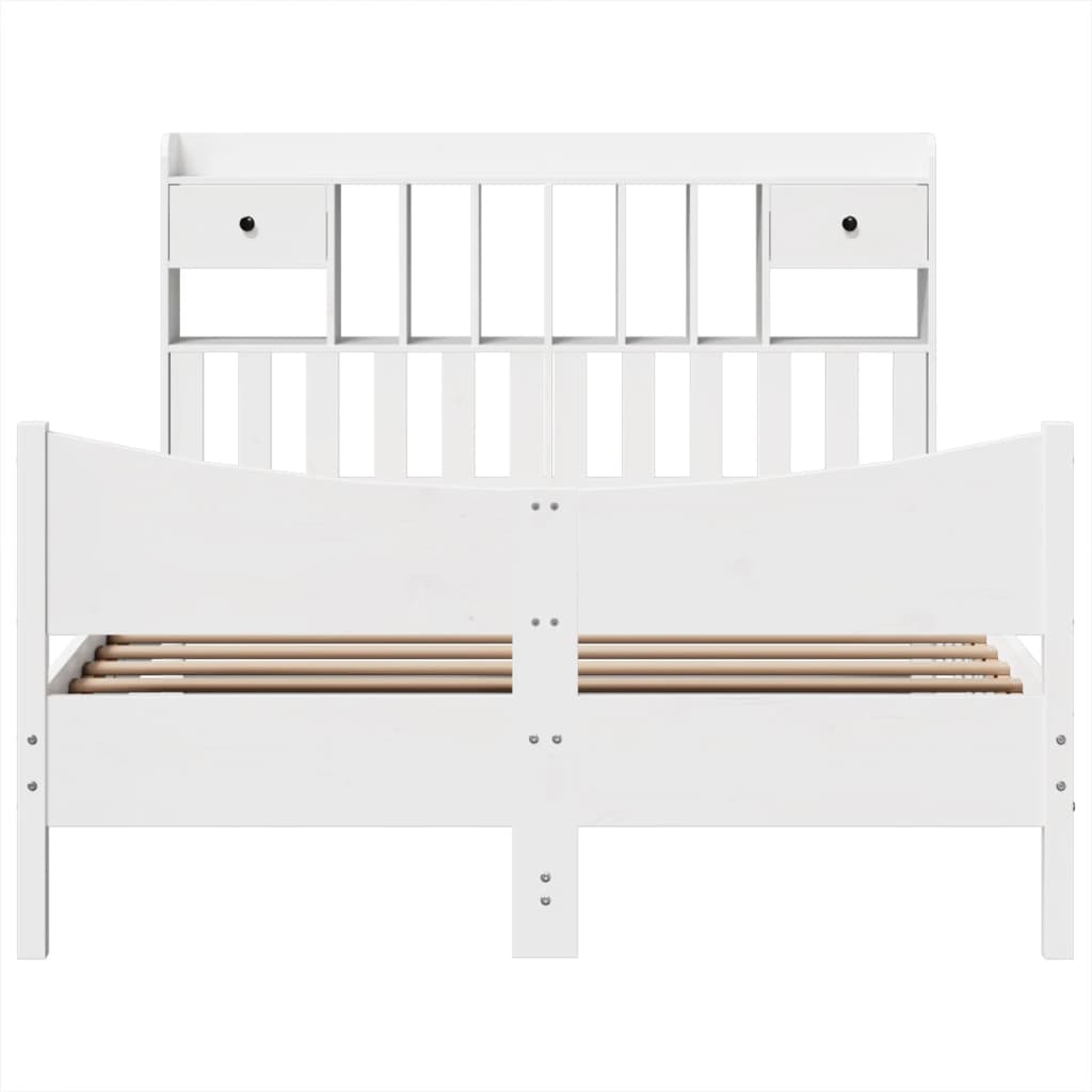 vidaXL Cadru de pat fără saltea, alb, 150x200 cm, lemn masiv pin vidaXL Cadru de pat fără saltea, alb, 150x200 cm, lemn masiv pin