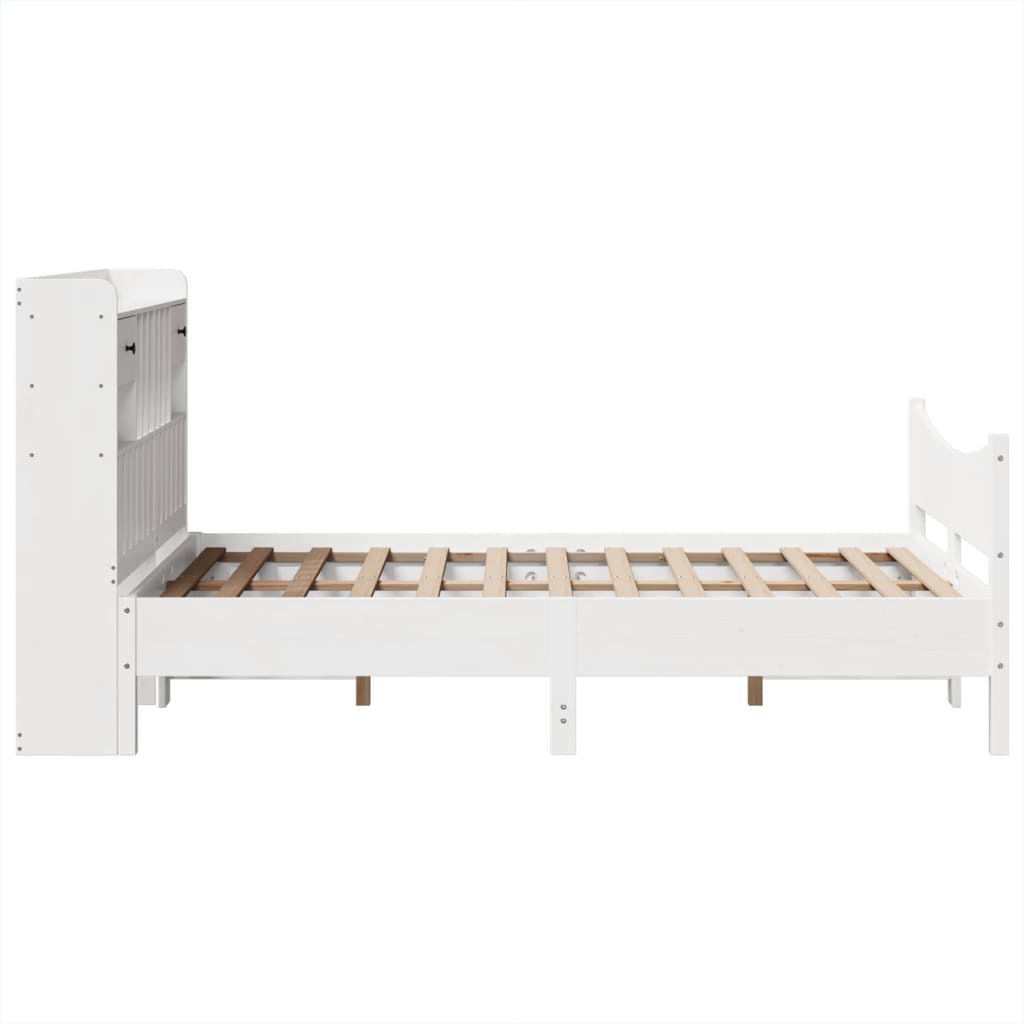 vidaXL Cadru de pat fără saltea, alb, 135x190 cm, lemn masiv de pin vidaXL Cadru de pat fără saltea, alb, 135x190 cm, lemn masiv de pin