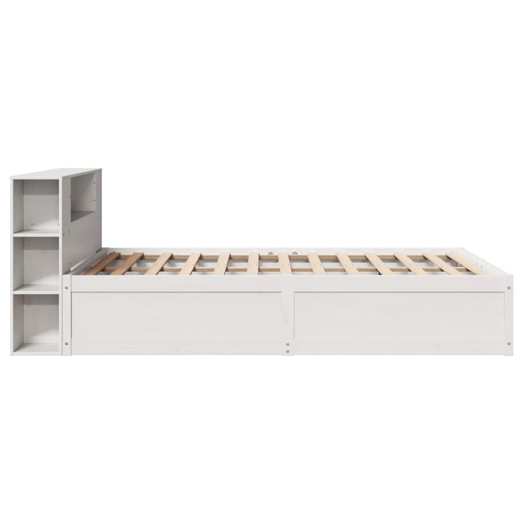 vidaXL Cadru de pat fără saltea, alb, 140x190 cm, lemn masiv de pin
