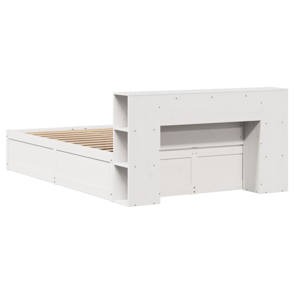 vidaXL Cadru de pat fără saltea, alb, 140x190 cm, lemn masiv de pin