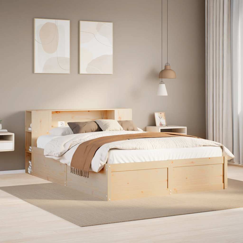 vidaXL Cadru de pat fără saltea, 135x190 cm, lemn masiv de pin vidaXL Cadru de pat fără saltea, 135x190 cm, lemn masiv de pin