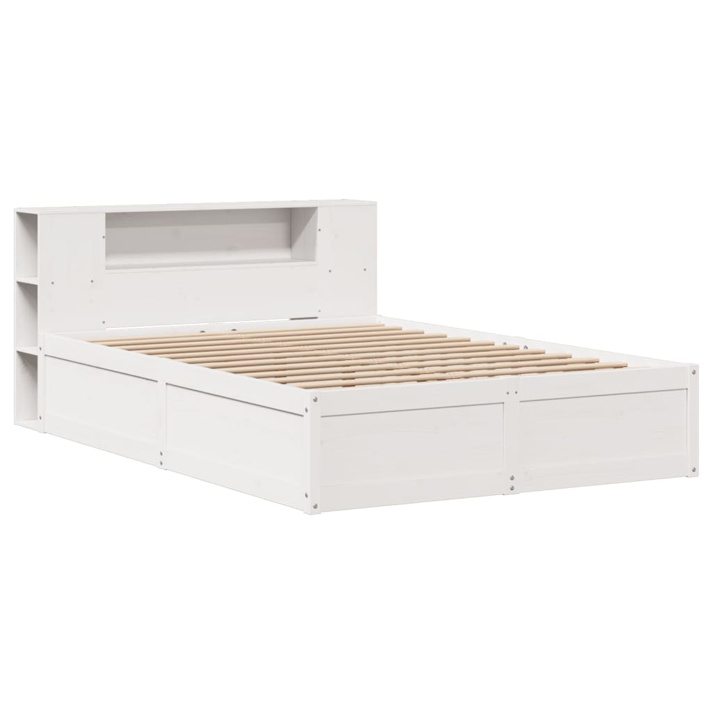 vidaXL Cadru de pat fără saltea, alb, 135x190 cm, lemn masiv de pin vidaXL Cadru de pat fără saltea, alb, 135x190 cm, lemn masiv de pin