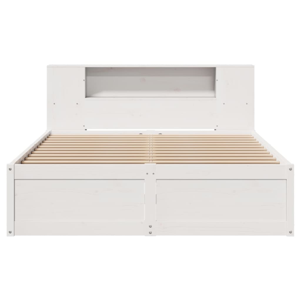 vidaXL Cadru de pat fără saltea, alb, 135x190 cm, lemn masiv de pin vidaXL Cadru de pat fără saltea, alb, 135x190 cm, lemn masiv de pin