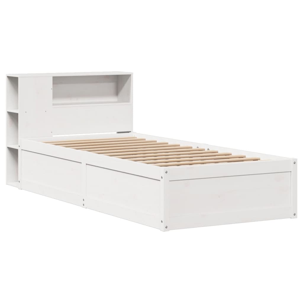 vidaXL Cadru de pat fără saltea, alb, 75x190 cm, lemn masiv de pin