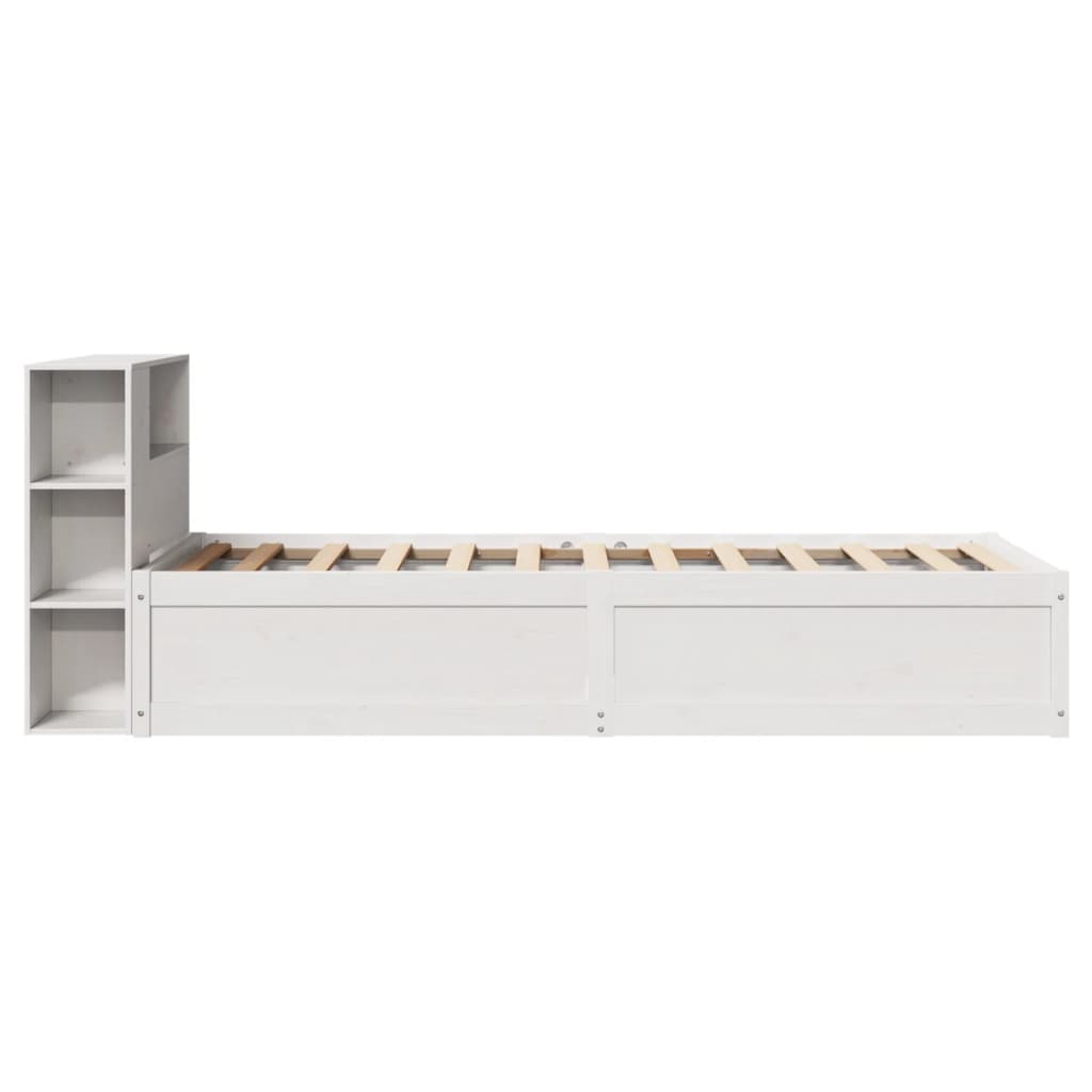 vidaXL Cadru de pat fără saltea, alb, 75x190 cm, lemn masiv de pin