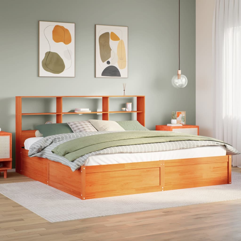 vidaXL Cadru de pat fără saltea, maro ceruit 180x200 cm lemn masiv pin vidaXL Cadru de pat fără saltea, maro ceruit 180x200 cm lemn masiv pin