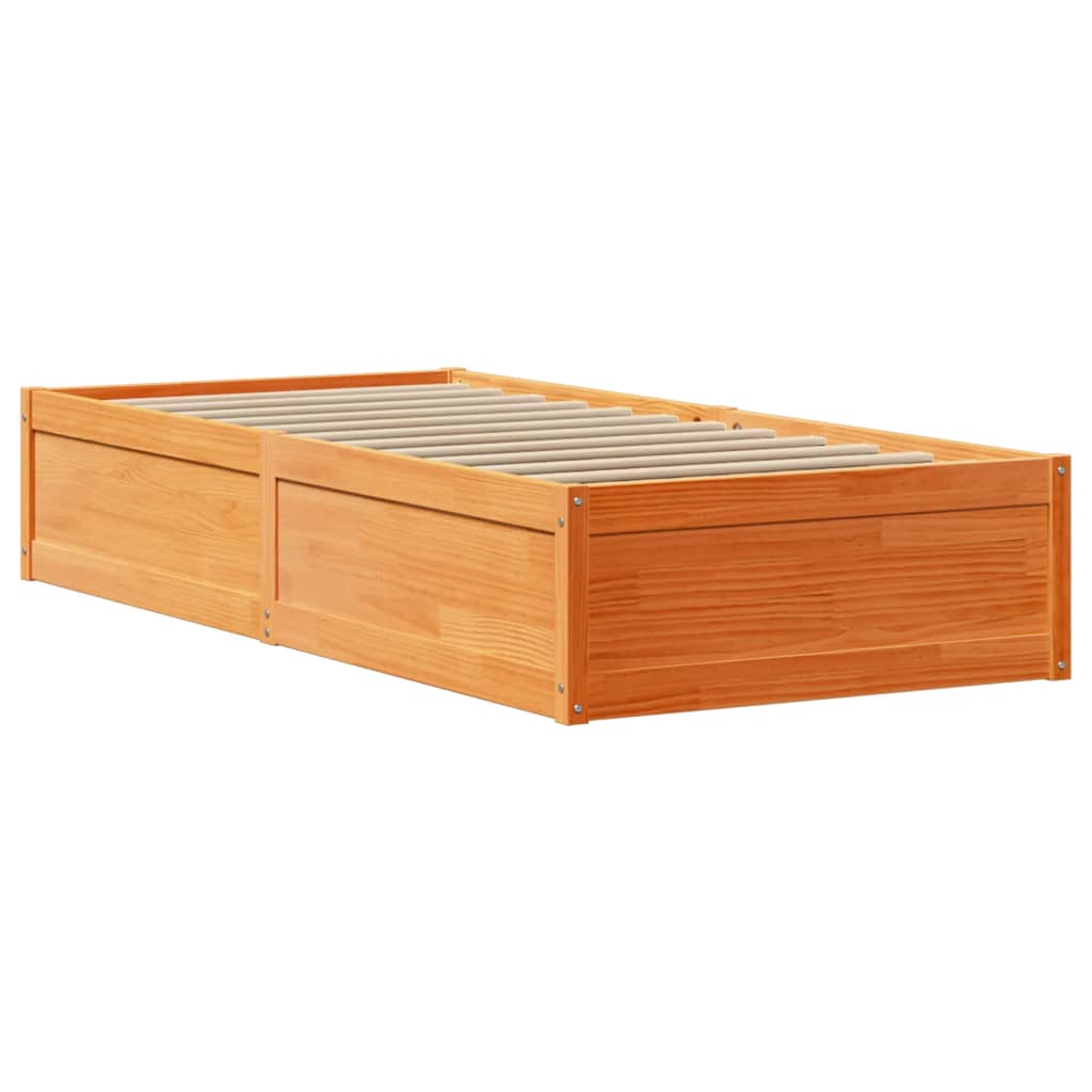 vidaXL Pat de zi fără saltea, maro ceruit, 90x200 cm, lemn masiv pin