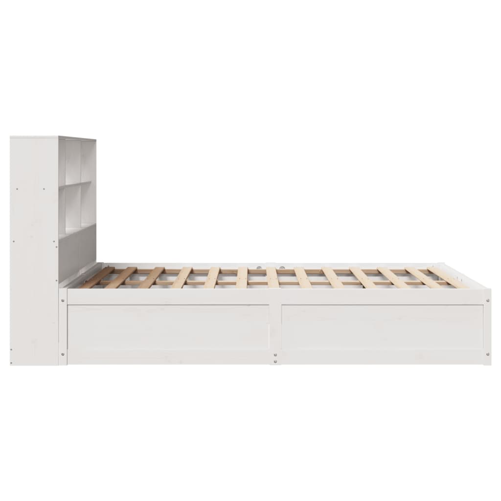 vidaXL Cadru de pat fără saltea, alb, 120x190 cm, lemn masiv pin