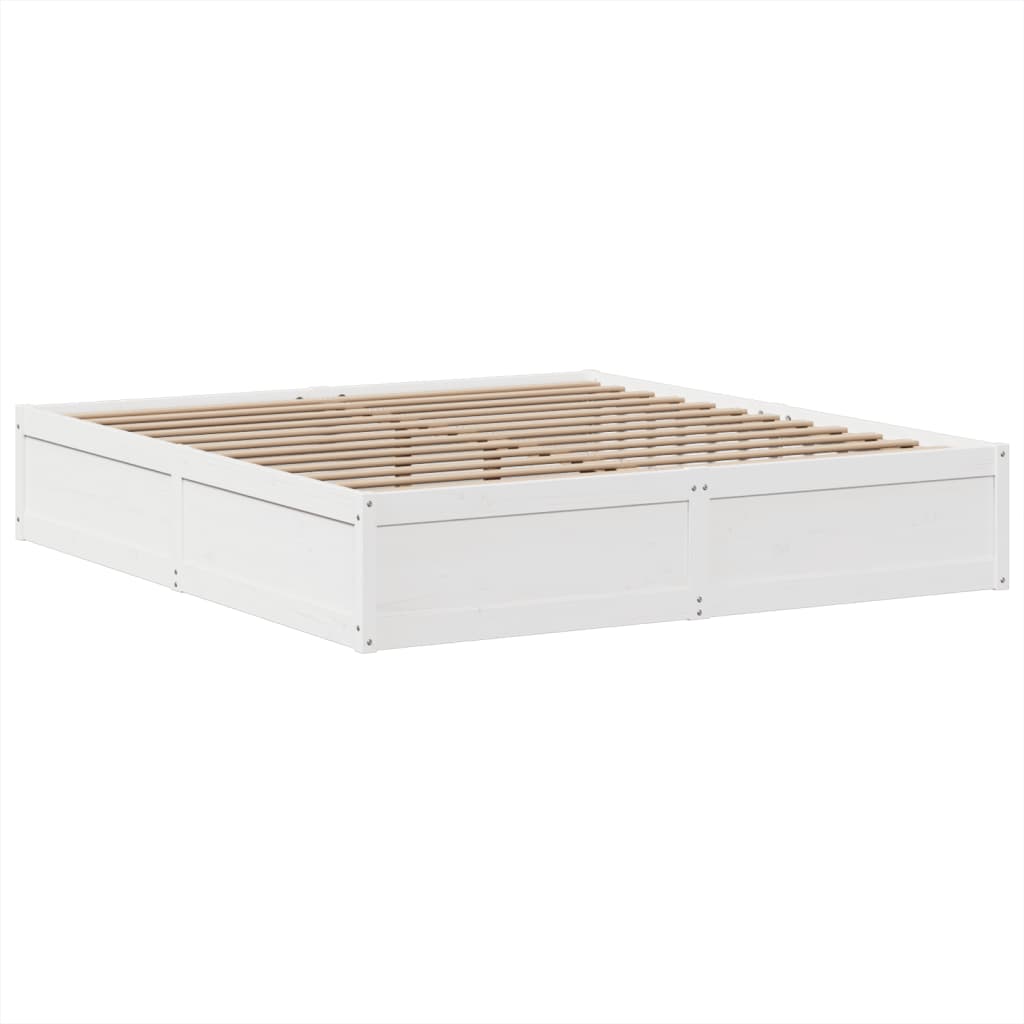 vidaXL Cadru de pat fără saltea, alb, 180x200 cm, lemn masiv pin vidaXL Cadru de pat fără saltea, alb, 180x200 cm, lemn masiv pin