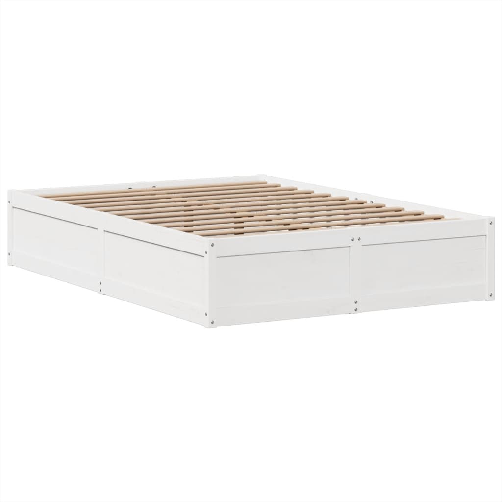 vidaXL Cadru de pat fără saltea, alb, 150x200 cm, lemn masiv pin vidaXL Cadru de pat fără saltea, alb, 150x200 cm, lemn masiv pin