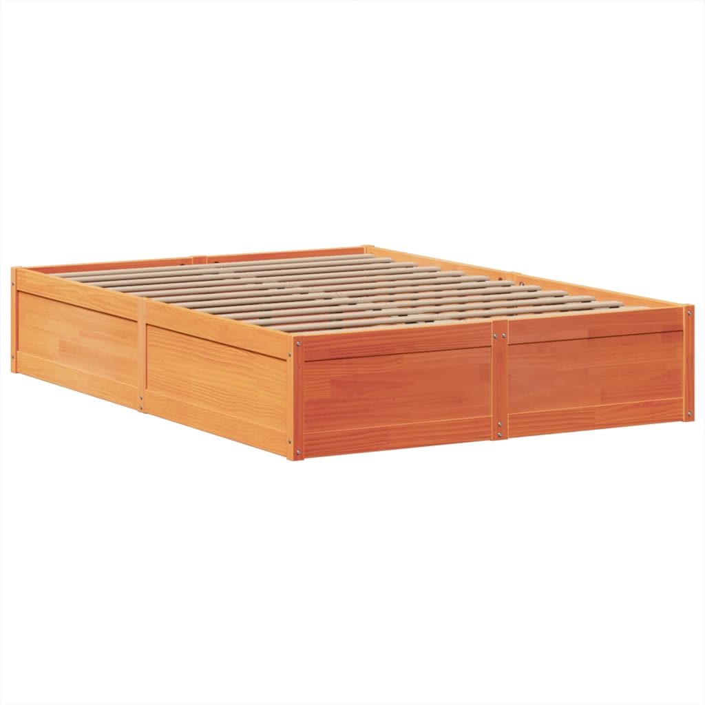 vidaXL Cadru de pat fără saltea, maro ceruit 150x200 cm lemn masiv pin vidaXL Cadru de pat fără saltea, maro ceruit 150x200 cm lemn masiv pin