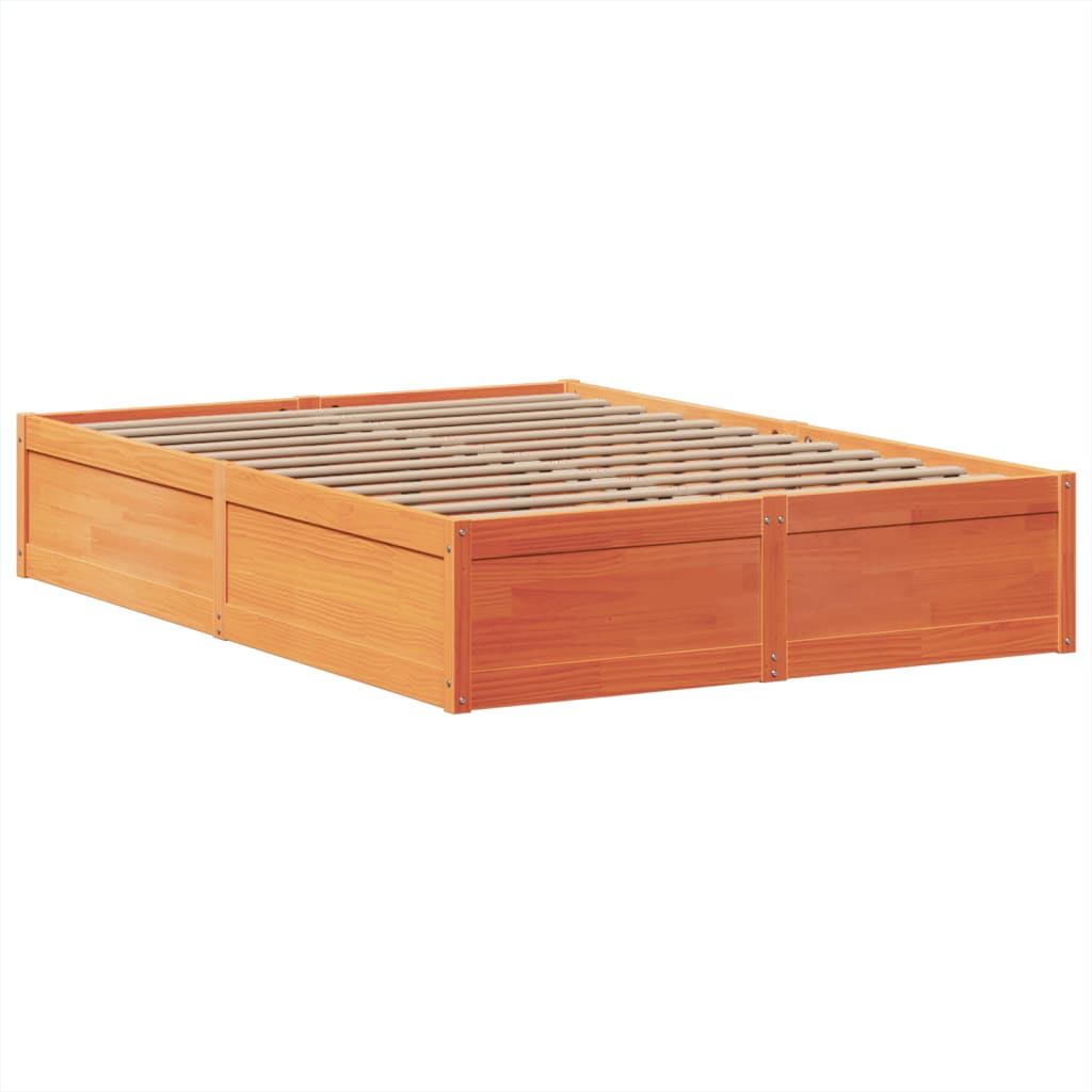vidaXL Cadru de pat fără saltea, maro ceruit 140x200 cm lemn masiv pin vidaXL Cadru de pat fără saltea, maro ceruit 140x200 cm lemn masiv pin