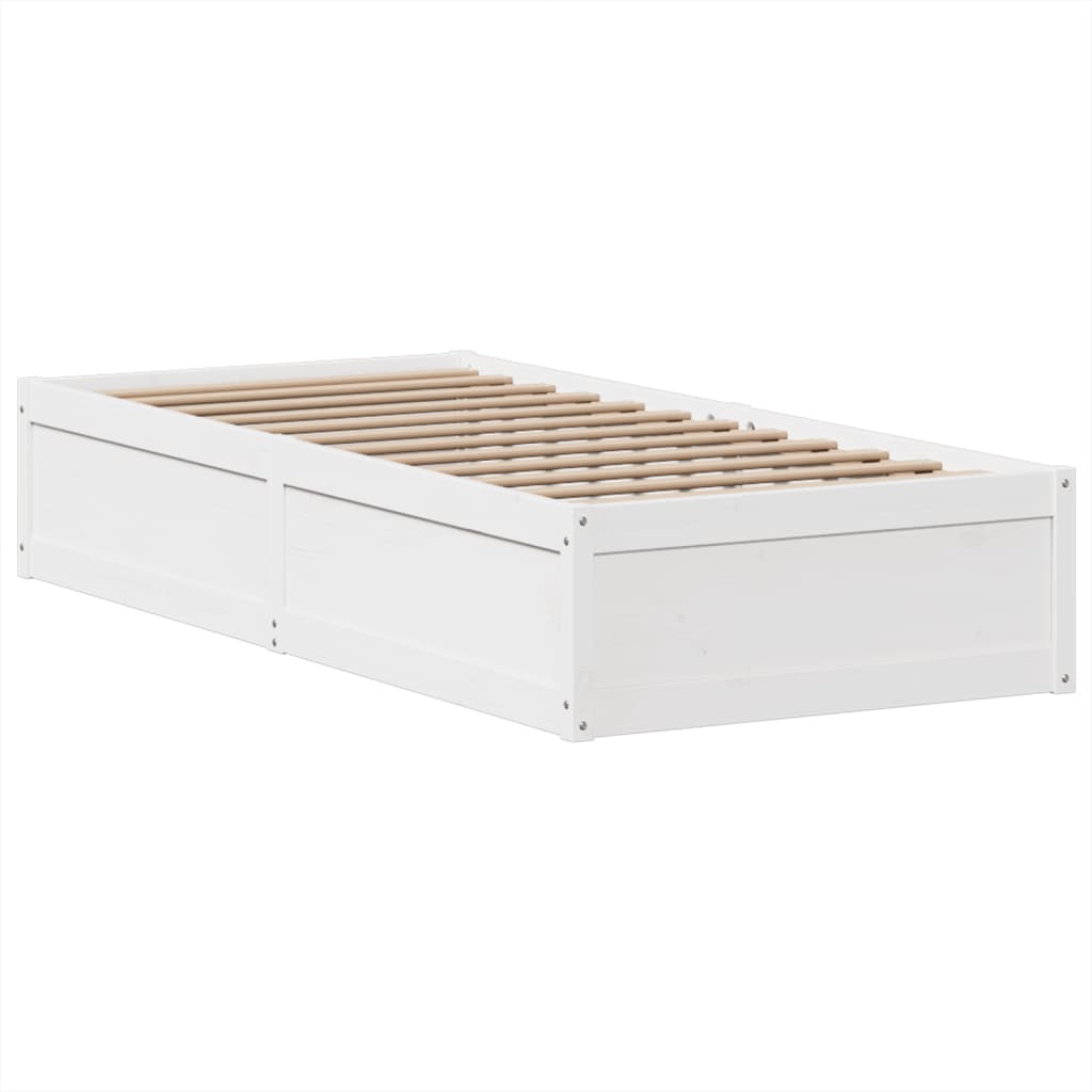 vidaXL Cadru de pat fără saltea, alb, 90x200 cm, lemn masiv pin