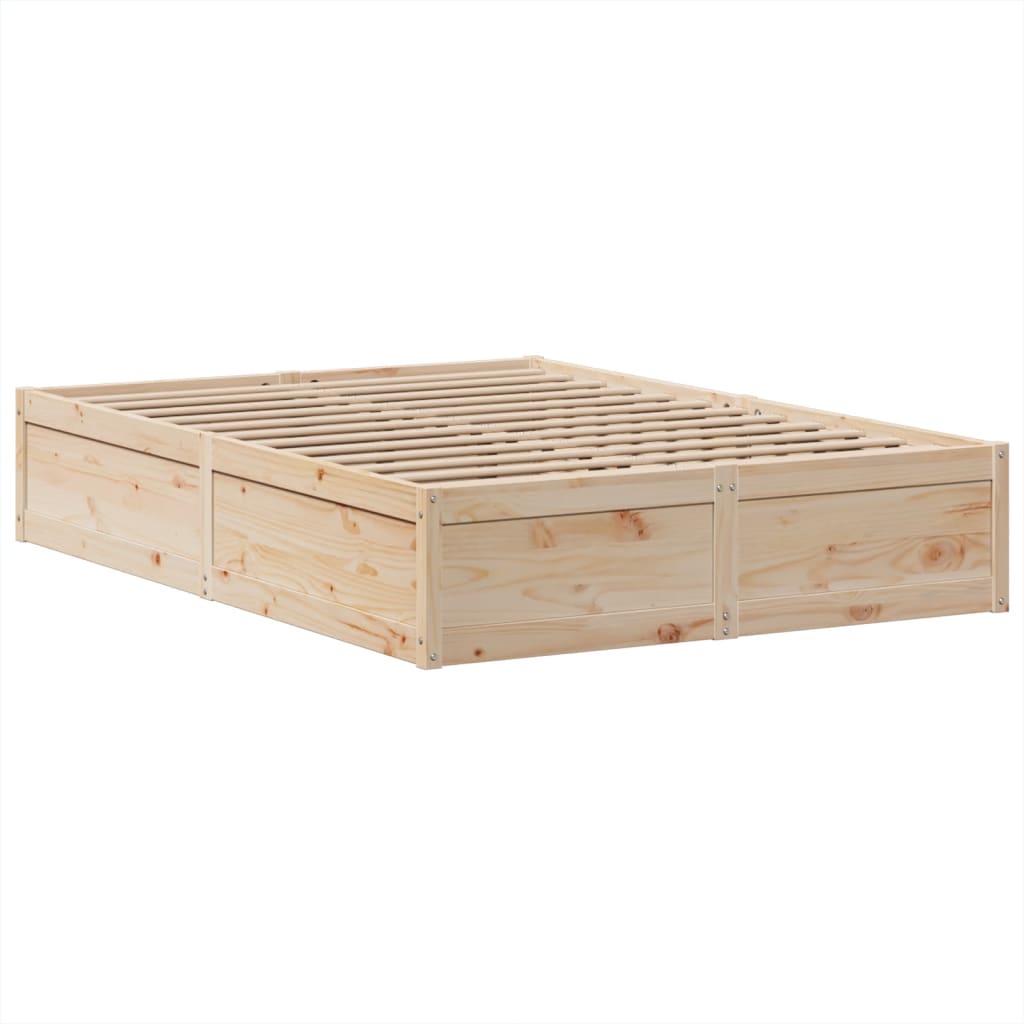 vidaXL Cadru de pat fără saltea, 140x190 cm, lemn masiv de pin
