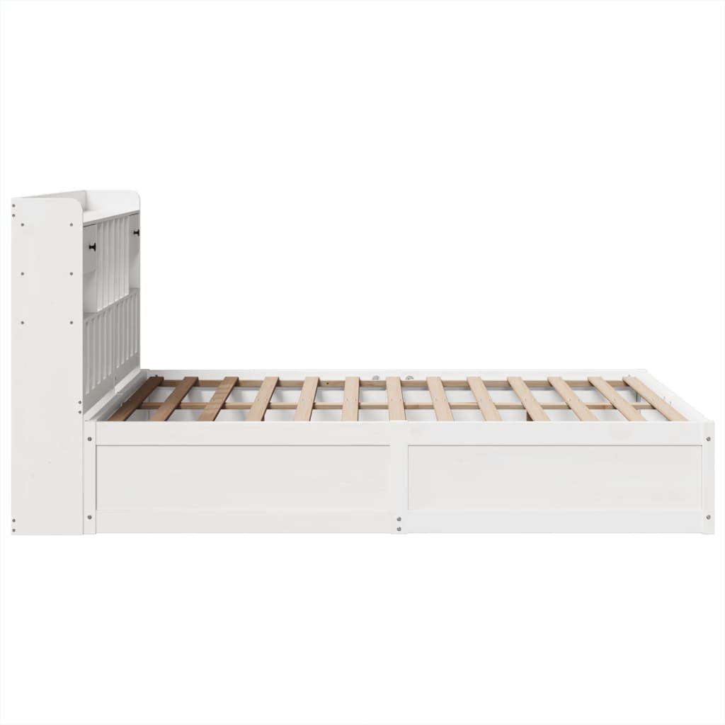 vidaXL Cadru de pat fără saltea, alb, 140x190 cm, lemn masiv de pin