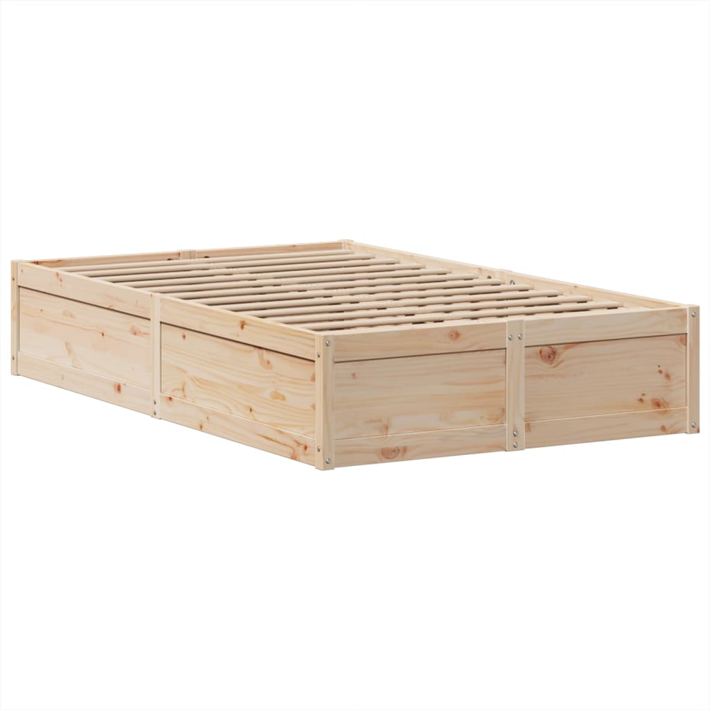 vidaXL Cadru de pat fără saltea, 135x190 cm, lemn masiv de pin