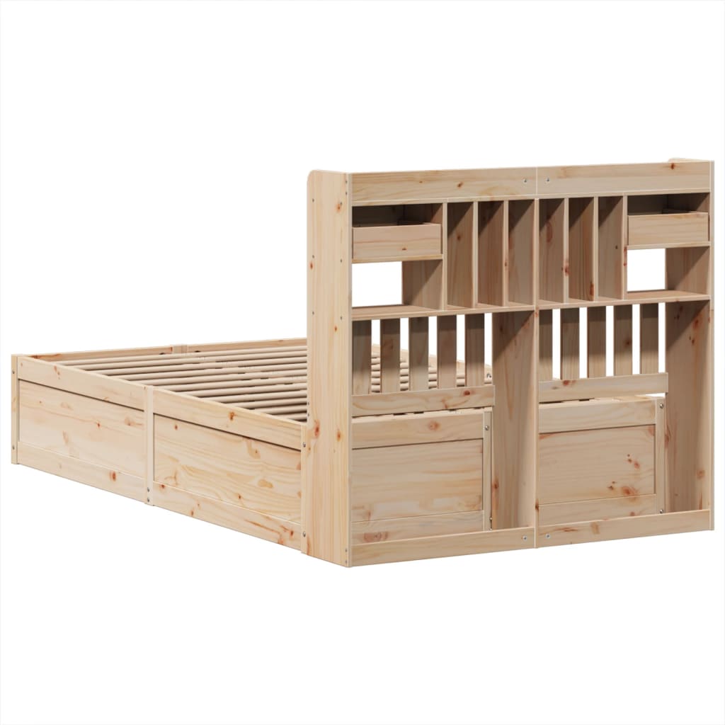 vidaXL Cadru de pat fără saltea, 135x190 cm, lemn masiv de pin