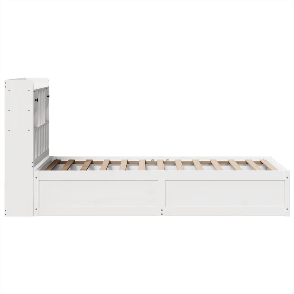 vidaXL Cadru de pat fără saltea, alb, 75x190 cm, lemn masiv de pin