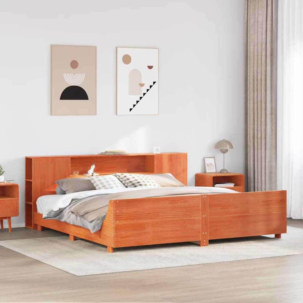 vidaXL Cadru de pat fără saltea, maro ceruit 180x200 cm lemn masiv pin vidaXL Cadru de pat fără saltea, maro ceruit 180x200 cm lemn masiv pin