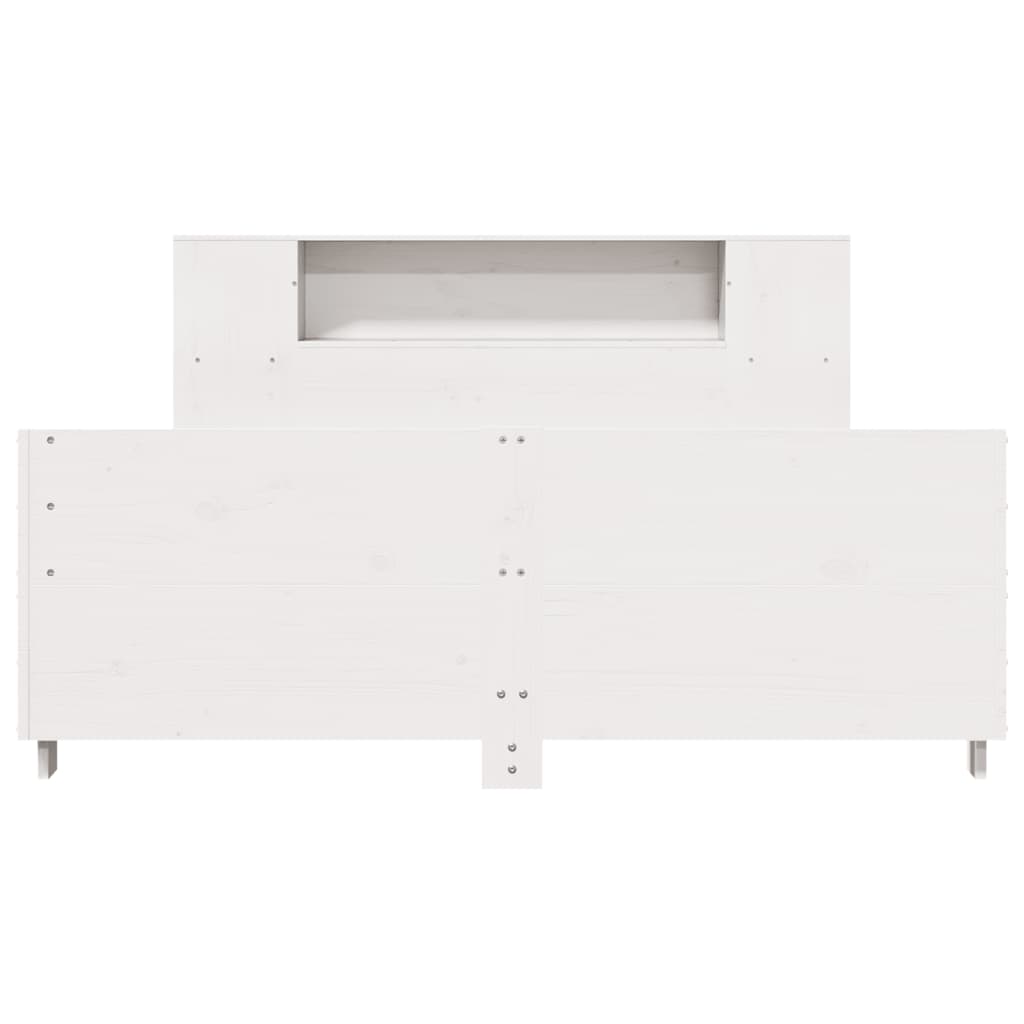 vidaXL Cadru de pat fără saltea, alb, 140x190 cm, lemn masiv de pin