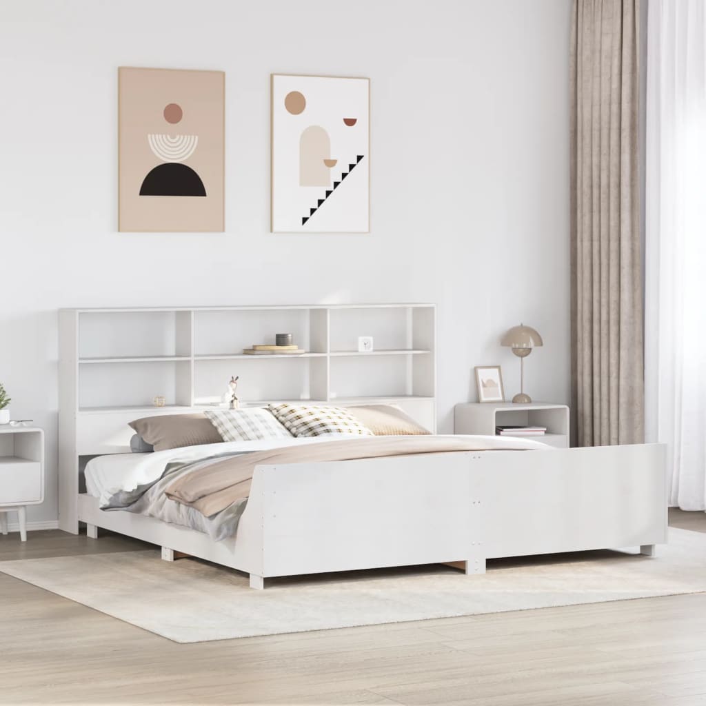 vidaXL Cadru de pat fără saltea, alb, 180x200 cm, lemn masiv pin vidaXL Cadru de pat fără saltea, alb, 180x200 cm, lemn masiv pin