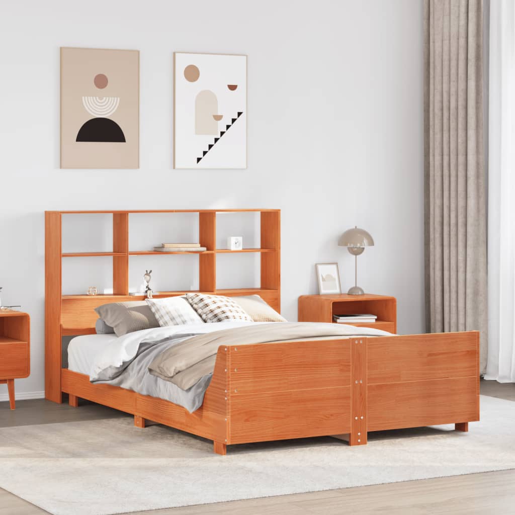 vidaXL Cadru de pat fără saltea, maro ceruit 150x200 cm lemn masiv pin vidaXL Cadru de pat fără saltea, maro ceruit 150x200 cm lemn masiv pin