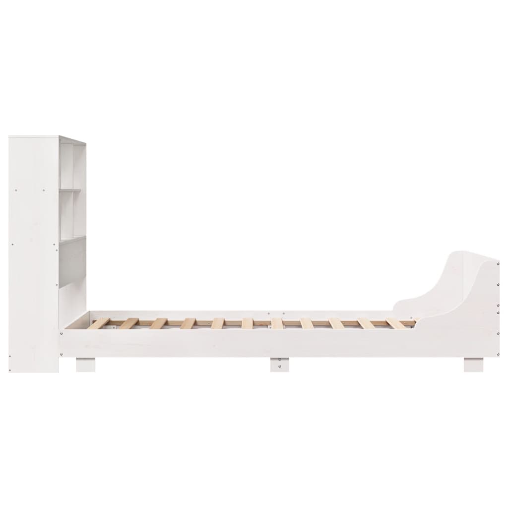 vidaXL Cadru de pat fără saltea, alb, 90x200 cm, lemn masiv pin