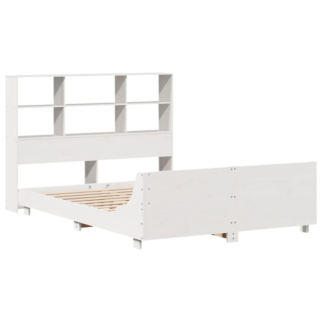 vidaXL Cadru de pat fără saltea, alb, 140x190 cm, lemn masiv de pin vidaXL Cadru de pat fără saltea, alb, 140x190 cm, lemn masiv de pin