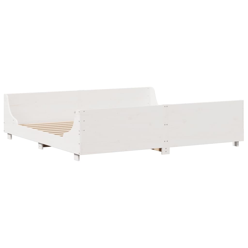 vidaXL Cadru de pat fără saltea, alb, 200x200 cm, lemn masiv pin