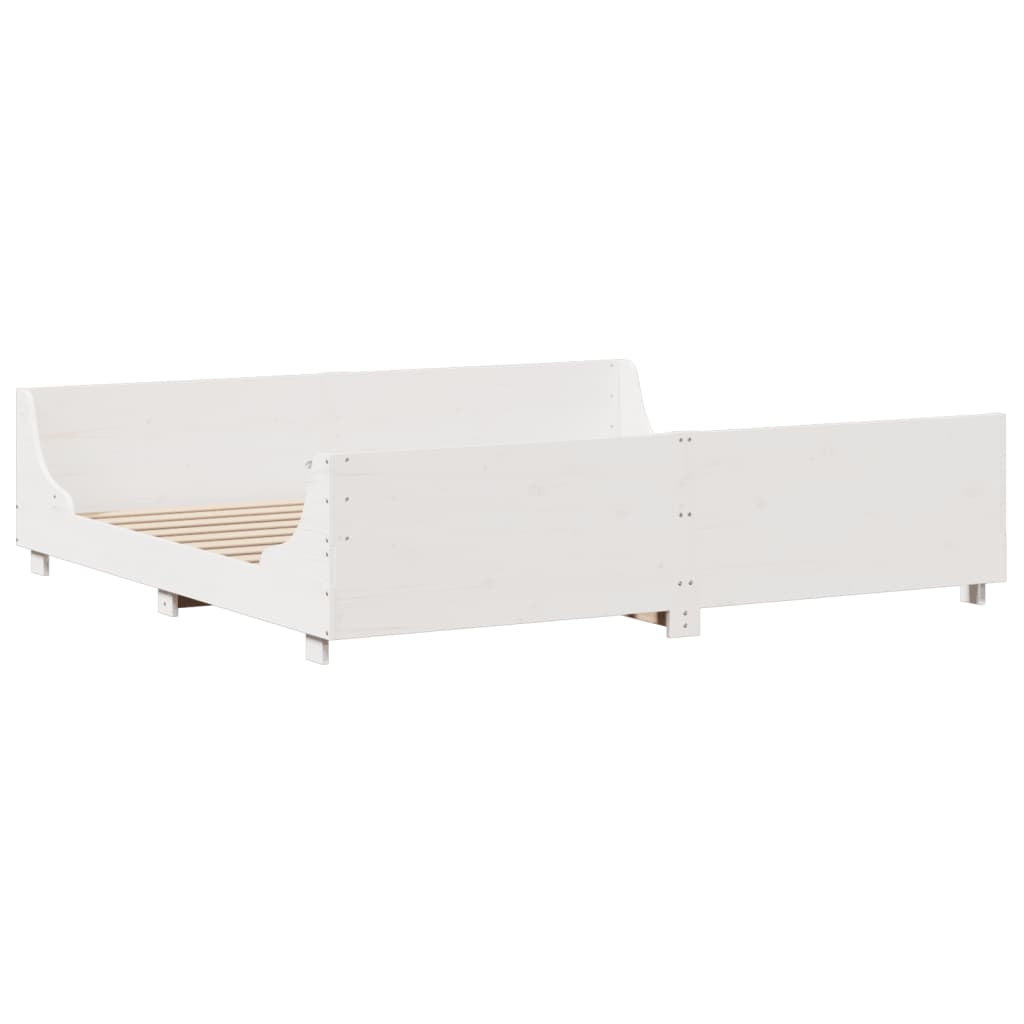 vidaXL Cadru de pat fără saltea, alb, 180x200 cm, lemn masiv pin