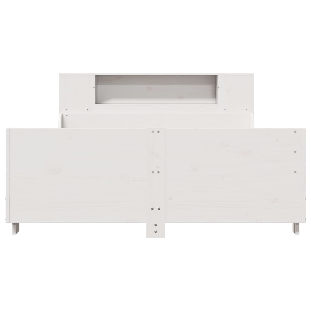vidaXL Cadru de pat fără saltea, alb, 140x190 cm, lemn masiv de pin