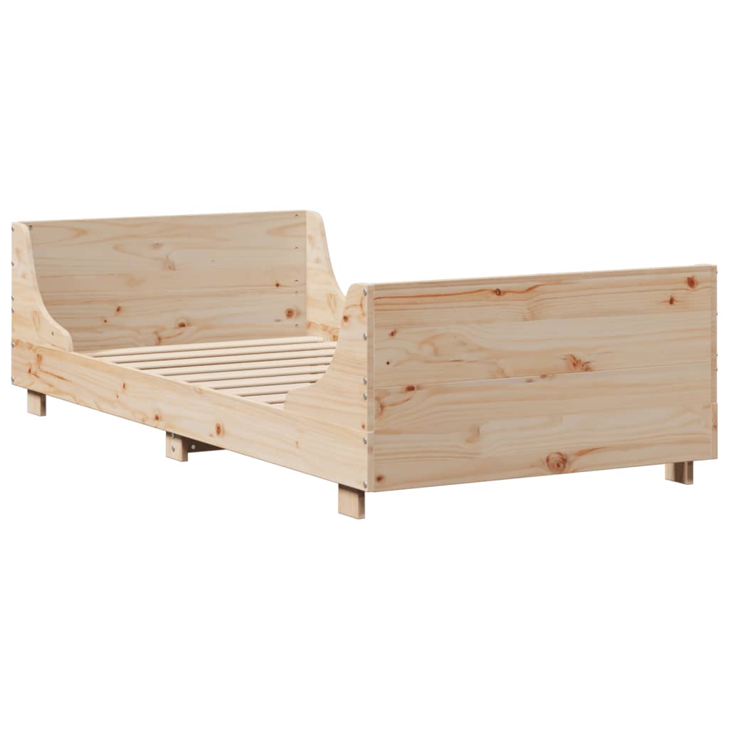 vidaXL Cadru de pat fără saltea, 75x190 cm, lemn masiv de pin