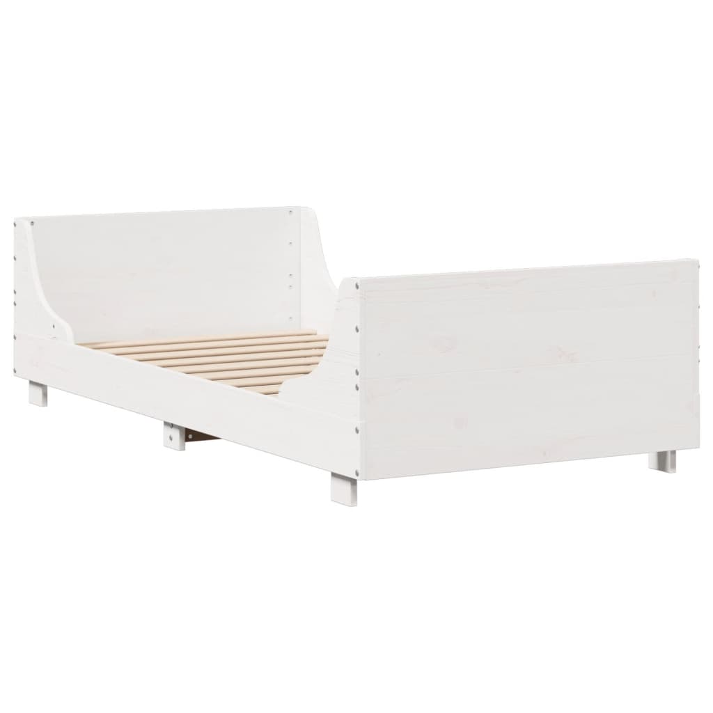 vidaXL Cadru de pat fără saltea, alb, 75x190 cm, lemn masiv de pin