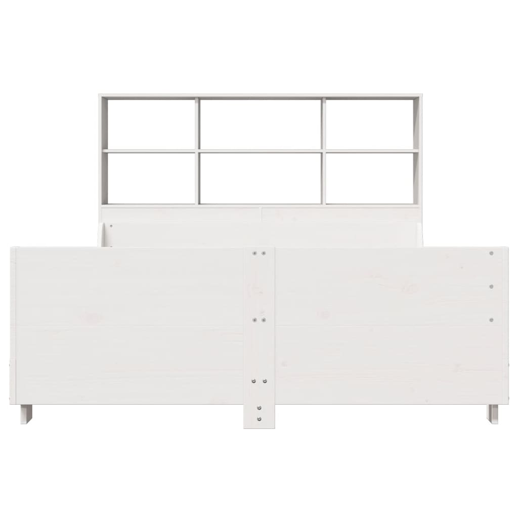 vidaXL Pat cu bibliotecă fără saltea, alb, 160x200 cm, lemn masiv