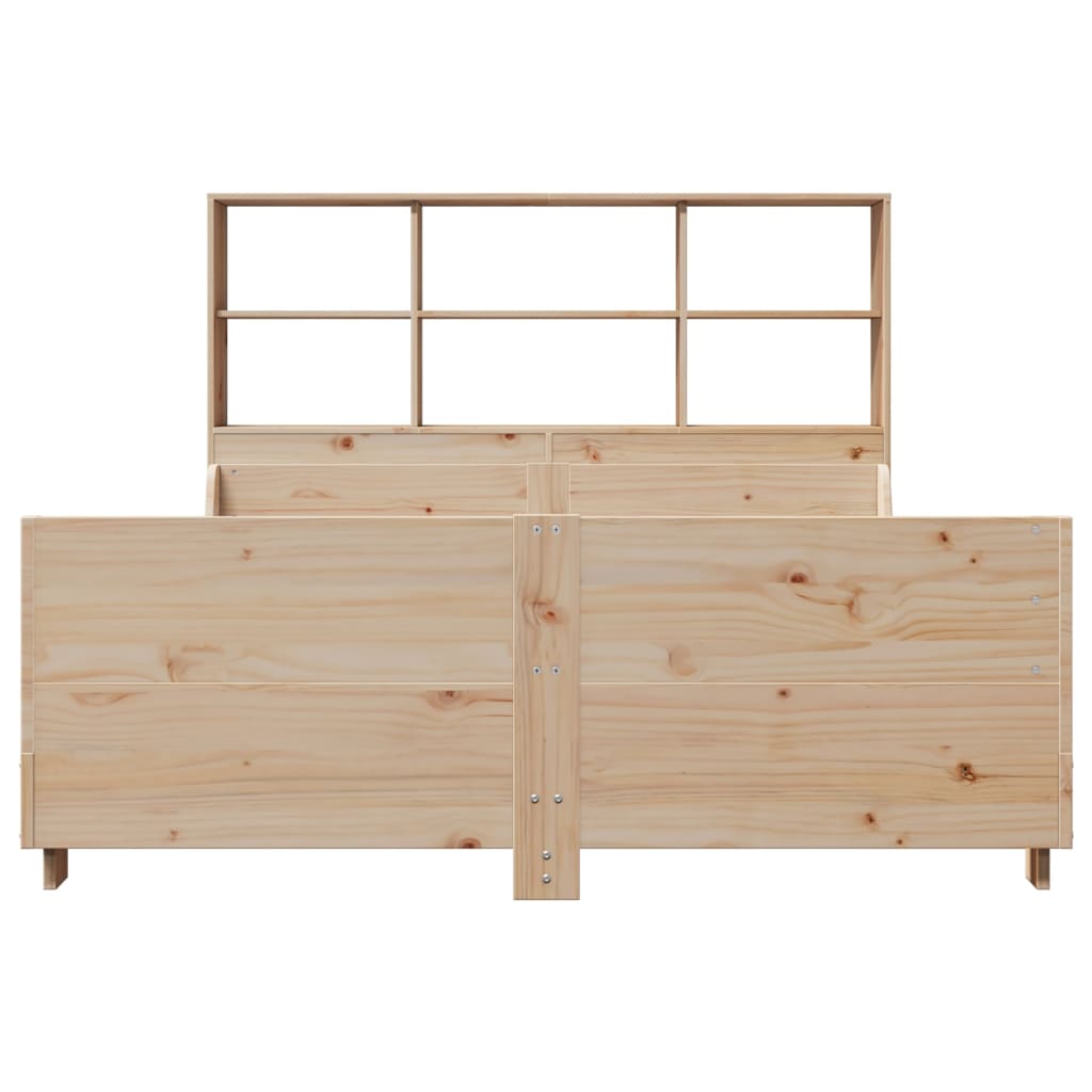 vidaXL Pat cu bibliotecă fără saltea, 120x200 cm, lemn masiv vidaXL Pat cu bibliotecă fără saltea, 120x200 cm, lemn masiv